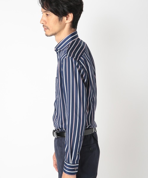 CROWDED CLOSET（クラウデッドクローゼット）の「サテン トリコストライプシャツ（シャツ/ブラウス・メンズ・ダークネイビー・01/02/03/04）」の3枚目の写真