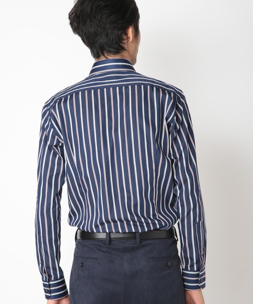 CROWDED CLOSET（クラウデッドクローゼット）の「サテン トリコストライプシャツ（シャツ/ブラウス・メンズ・ダークネイビー・01/02/03/04）」の4枚目の写真