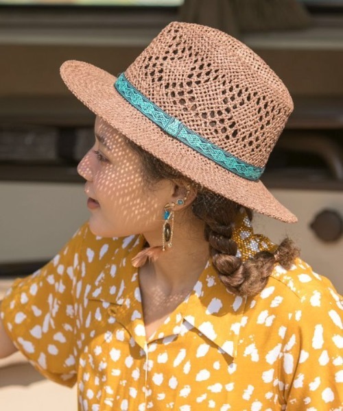 チャイハネ（チャイハネ）の「【チャイハネ】オースティンペーパーハット（ハット・レディース・ホワイト/ネイビー/ブラウン・FREE）」の2枚目の写真