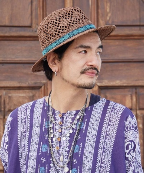 チャイハネ（チャイハネ）の「【チャイハネ】オースティンペーパーハット（ハット・レディース・ホワイト/ネイビー/ブラウン・FREE）」の4枚目の写真