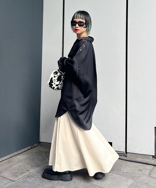 PAGEBOY（ページボーイ）の「スマートベロアエスカルゴスカート（スカート・レディース・ブラック/オフホワイト/エメラルド・FREE）」の7枚目の写真