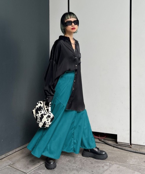 PAGEBOY（ページボーイ）の「スマートベロアエスカルゴスカート（スカート・レディース・ブラック/オフホワイト/エメラルド・FREE）」の13枚目の写真