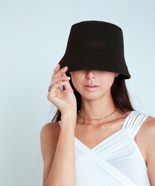 COLOR TOKYO ACCESSORIES(カラートウキョウアクセサリー)の「ペーパーバケットハット(ハット・レディース・アイボリー/ブラック/ベージュ・FREE)」の7枚目の写真
