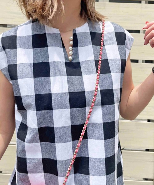 M y u（ミュー）の「ブロックチェック ワンピース（ワンピース