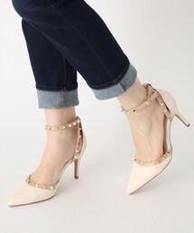 ESPERANZA | スタッズアンクルストラップパンプス【ロングセラー／ピンヒール／ハイヒール／スタッズ／ストラップ／サイズ豊富／歩きやすい】(パンプス)