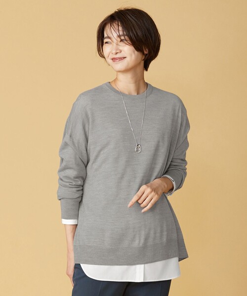 J.PRESS(ジェイプレス)の「【洗える】DRALON MERINO ニット(ニット/セーター・レディース・ライトグレー系/レッド系/ベージュ系/ピーコックグリーン系・T13)」の2枚目の写真