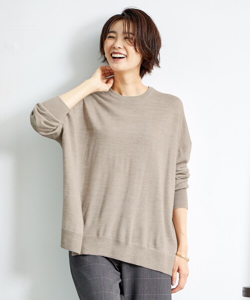 J.PRESS(ジェイプレス)の「【洗える】DRALON MERINO ニット(ニット/セーター・レディース・ライトグレー系/レッド系/ベージュ系/ピーコックグリーン系・T13)」の3枚目の写真