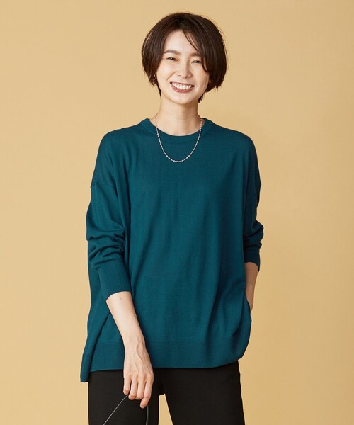 J.PRESS(ジェイプレス)の「【洗える】DRALON MERINO ニット(ニット/セーター・レディース・ライトグレー系/レッド系/ベージュ系/ピーコックグリーン系・T13)」の4枚目の写真
