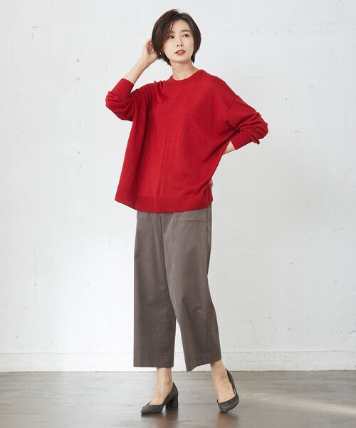 J.PRESS(ジェイプレス)の「【洗える】DRALON MERINO ニット(ニット/セーター・レディース・ライトグレー系/レッド系/ベージュ系/ピーコックグリーン系・T13)」の6枚目の写真