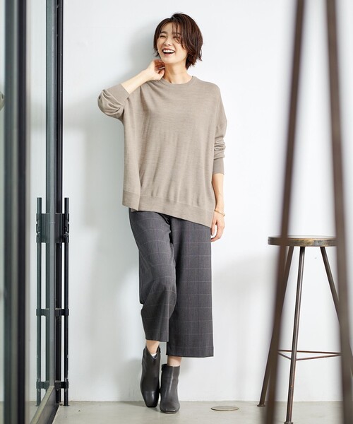 J.PRESS(ジェイプレス)の「【洗える】DRALON MERINO ニット(ニット/セーター・レディース・ライトグレー系/レッド系/ベージュ系/ピーコックグリーン系・T13)」の7枚目の写真