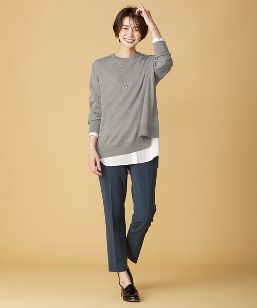 J.PRESS(ジェイプレス)の「【洗える】DRALON MERINO ニット(ニット/セーター・レディース・ライトグレー系/レッド系/ベージュ系/ピーコックグリーン系・T13)」の10枚目の写真