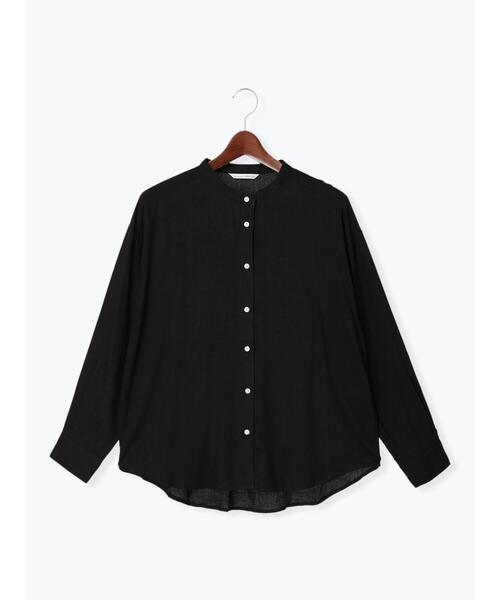 Te chichi TERRASSE（テチチテラス）の「リネン混バンドカラーオーバーシャツ（シャツ/ブラウス・レディース・ブラック/グリーン/モカ・ﾌﾘ-）」の7枚目の写真