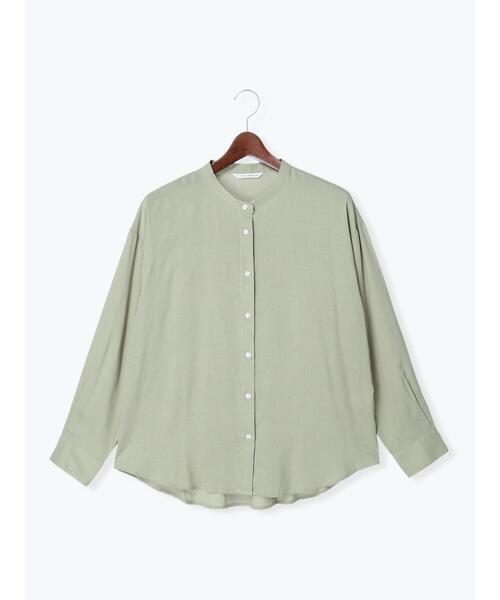 Te chichi TERRASSE（テチチテラス）の「リネン混バンドカラーオーバーシャツ（シャツ/ブラウス・レディース・ブラック/グリーン/モカ・ﾌﾘ-）」の8枚目の写真