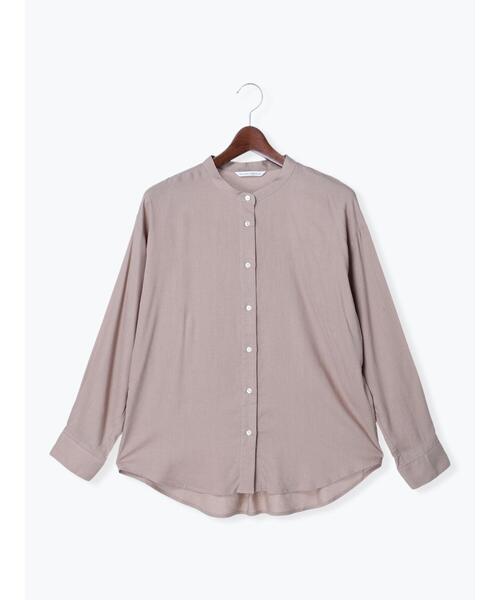 Te chichi TERRASSE（テチチテラス）の「リネン混バンドカラーオーバーシャツ（シャツ/ブラウス・レディース・ブラック/グリーン/モカ・ﾌﾘ-）」の9枚目の写真