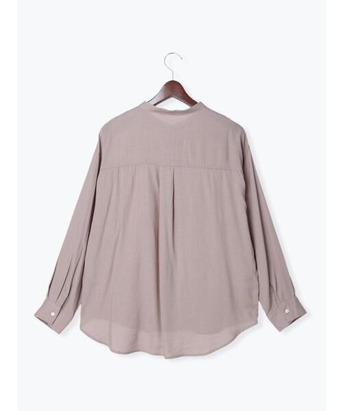 Te chichi TERRASSE（テチチテラス）の「リネン混バンドカラーオーバーシャツ（シャツ/ブラウス・レディース・ブラック/グリーン/モカ・ﾌﾘ-）」の10枚目の写真