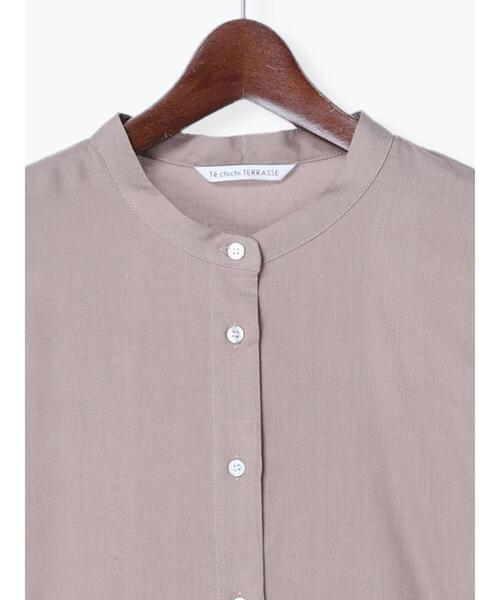 Te chichi TERRASSE（テチチテラス）の「リネン混バンドカラーオーバーシャツ（シャツ/ブラウス・レディース・ブラック/グリーン/モカ・ﾌﾘ-）」の11枚目の写真