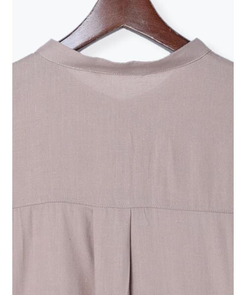 Te chichi TERRASSE（テチチテラス）の「リネン混バンドカラーオーバーシャツ（シャツ/ブラウス・レディース・ブラック/グリーン/モカ・ﾌﾘ-）」の14枚目の写真