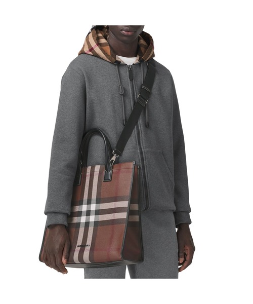 BURBERRY（バーバリー）の「チェック＆レザー トート（トートバッグ・メンズ・ダークブラウン系・ONE SIZE）」の10枚目の写真