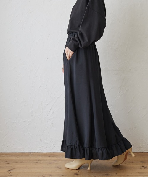 AMERICAN HOLIC（アメリカンホリック）の「裾フリルフレアスカート（スカート・レディース・ブラック/ブラウン/グリーン・L/M）」の2枚目の写真