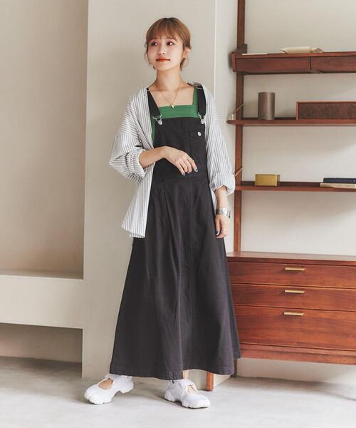 coen（コーエン）の「デニムサロペットスカート（ジャンパースカート・レディース・ネイビー/ブラック・L/M）」の7枚目の写真