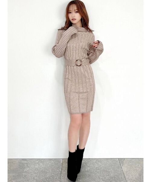 RESEXXY（リゼクシー）の「ワイドリブニットワンピース（ワンピース・レディース・ブラック/ベージュ/グレー・SMALL/MEDIUM）」の13枚目の写真