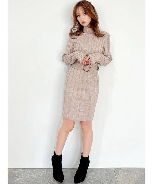 RESEXXY（リゼクシー）の「ワイドリブニットワンピース（ワンピース・レディース・ブラック/ベージュ/グレー・SMALL/MEDIUM）」の14枚目の写真