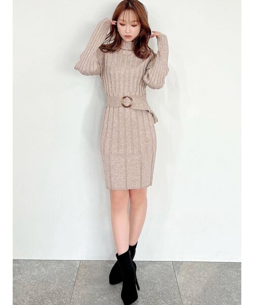 RESEXXY（リゼクシー）の「ワイドリブニットワンピース（ワンピース・レディース・ブラック/ベージュ/グレー・SMALL/MEDIUM）」の15枚目の写真