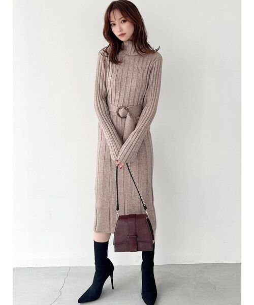 RESEXXY（リゼクシー）の「ワイドリブニットワンピース（ワンピース・レディース・ブラック/ベージュ/グレー・SMALL/MEDIUM）」の17枚目の写真