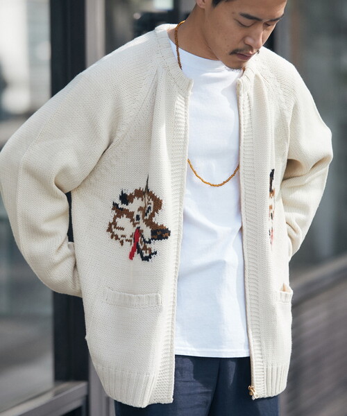 B.C STOCK(ベーセーストック)の「CANADA カウチンジップカーディガン(カーディガン/ボレロ・メンズ・ホワイト×ホワイト/イエロー・LARGE/MEDIUM)」の2枚目の写真