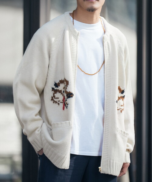 B.C STOCK(ベーセーストック)の「CANADA カウチンジップカーディガン(カーディガン/ボレロ・メンズ・ホワイト×ホワイト/イエロー・LARGE/MEDIUM)」の3枚目の写真