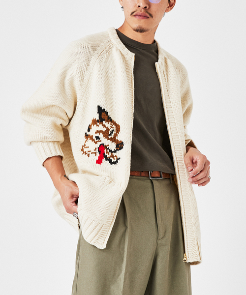 B.C STOCK(ベーセーストック)の「CANADA カウチンジップカーディガン(カーディガン/ボレロ・メンズ・ホワイト×ホワイト/イエロー・LARGE/MEDIUM)」の4枚目の写真