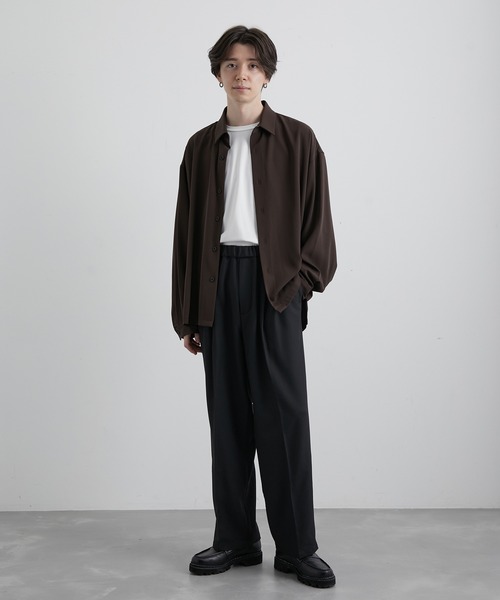 JUNRED（ジュンレッド）の「ウォームツイルイージータックワイドパンツ（スラックス・メンズ・ブラック/グレー/グリーン・S/M/L）」の4枚目の写真