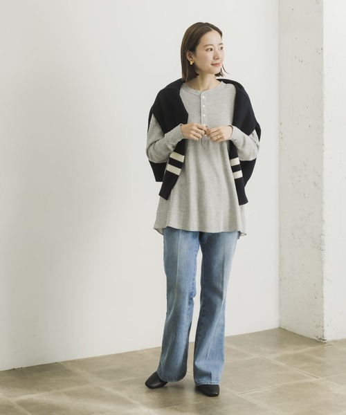 HANES（ヘインズ）の「Hanes　Thermal Henly Neck（Tシャツ/カットソー・レディース・ブラック/グレー/オフホワイト・FREE）」の18枚目の写真