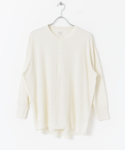 HANES（ヘインズ）の「Hanes　Thermal Henly Neck（Tシャツ/カットソー・レディース・ブラック/グレー/オフホワイト・FREE）」の22枚目の写真