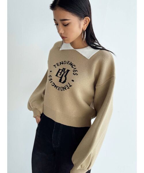 EMODA（エモダ）の「ミニカラーロゴニット（ニット/セーター・レディース・グレー/ブラック/ベージュ・FREE）」の3枚目の写真