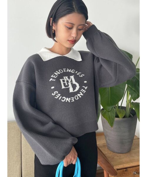 EMODA（エモダ）の「ミニカラーロゴニット（ニット/セーター・レディース・グレー/ブラック/ベージュ・FREE）」の12枚目の写真