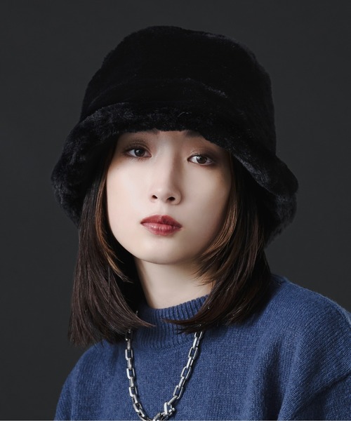 Ellno Loset（エルノロゼット）の「フェイクファーバケットハット（ハット・メンズ・ブラック/グレー系その他・FREE）」の3枚目の写真