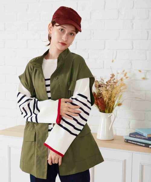 acro（アクロ）の「配色ラインボーダーニット/AC2306（ニット/セーター・レディース・ネイビー/ブラウン/アイボリー・ﾌﾘ-）」の4枚目の写真