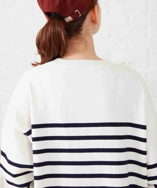acro（アクロ）の「配色ラインボーダーニット/AC2306（ニット/セーター・レディース・ネイビー/ブラウン/アイボリー・ﾌﾘ-）」の16枚目の写真