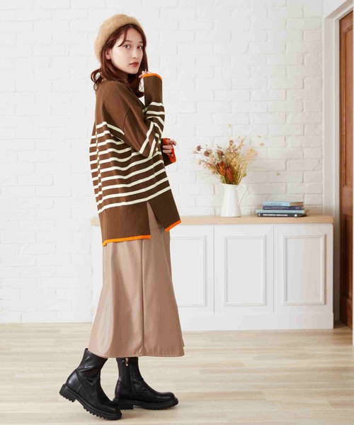 acro（アクロ）の「配色ラインボーダーニット/AC2306（ニット/セーター・レディース・ネイビー/ブラウン/アイボリー・ﾌﾘ-）」の18枚目の写真