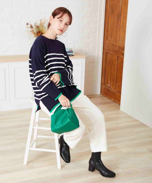 acro（アクロ）の「配色ラインボーダーニット/AC2306（ニット/セーター・レディース・ネイビー/ブラウン/アイボリー・ﾌﾘ-）」の21枚目の写真