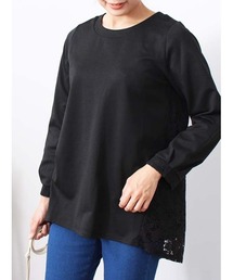 【M~5L 大きいサイズ】バックレース 切替 チュニック