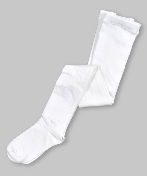 BeBe（ベベ）の「BeBe/サイドリボンタイツ(80~140cm)（タイツ/ストッキング・キッズ・オフホワイト/ブラック・X-SMALL/MEDIUM/LARGE/SMALL）」の2枚目の写真