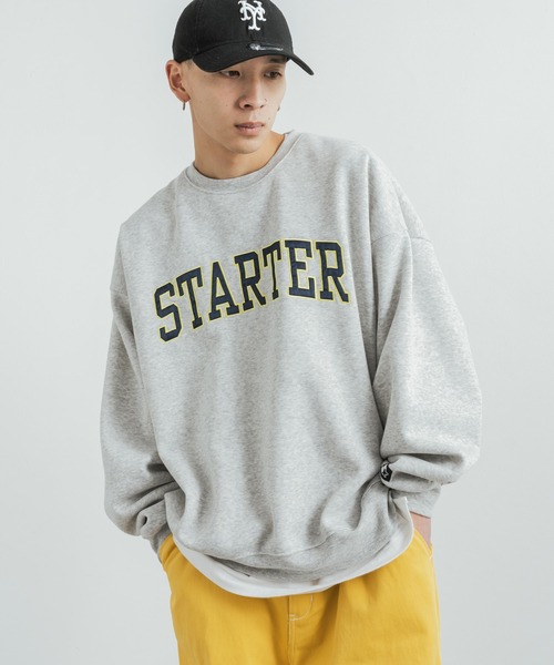 STARTER（スターター）の「STARTER 別注コラボ オーバーサイズ 裏起毛ブランドロゴ刺繍クルーネックスウェット（スウェット・レディース・グリーン/杢グレー/ブラック系/グリーン系/グレー/ブラック・M/L/XL）」の13枚目の写真