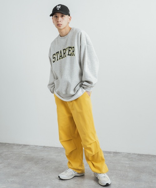 STARTER（スターター）の「STARTER 別注コラボ オーバーサイズ 裏起毛ブランドロゴ刺繍クルーネックスウェット（スウェット・レディース・グリーン/杢グレー/ブラック系/グリーン系/グレー/ブラック・M/L/XL）」の14枚目の写真