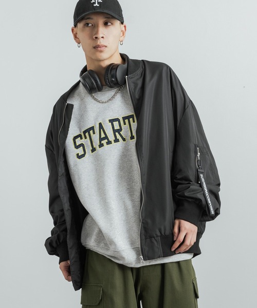 STARTER（スターター）の「STARTER 別注コラボ オーバーサイズ 裏起毛ブランドロゴ刺繍クルーネックスウェット（スウェット・レディース・グリーン/杢グレー/ブラック系/グリーン系/グレー/ブラック・M/L/XL）」の15枚目の写真