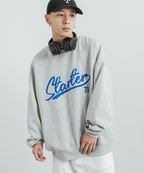 STARTER（スターター）の「STARTER 別注コラボ オーバーサイズ 裏起毛ブランドロゴ刺繍クルーネックスウェット（スウェット・レディース・グリーン/杢グレー/ブラック系/グリーン系/グレー/ブラック・M/L/XL）」の16枚目の写真