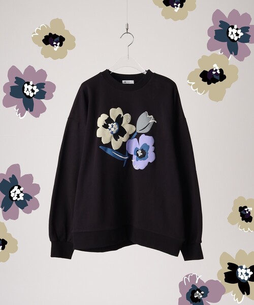 tk.TAKEO KIKUCHI(ティーケータケオキクチ)の「◆ぽっぷフラワースウェット(ユニセックスアイテム)(スウェット・メンズ・ブラック/ブルー/ライトグレー系6/パープル系・01/02/03)」の7枚目の写真