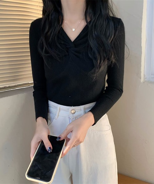 Girly Doll(ガーリードール)の「ニットセーター(ニット/セーター・レディース・グレー/ブラック/パープル/イエロー/ベージュ/ホワイト/ピンク・F)」の12枚目の写真