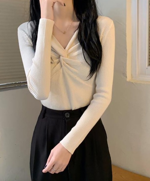 Girly Doll(ガーリードール)の「ニットセーター(ニット/セーター・レディース・グレー/ブラック/パープル/イエロー/ベージュ/ホワイト/ピンク・F)」の20枚目の写真